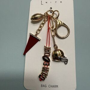 Leith Crystal Red & Gold Football Game Day Charms Helmet Keychain Bag Charm NWT